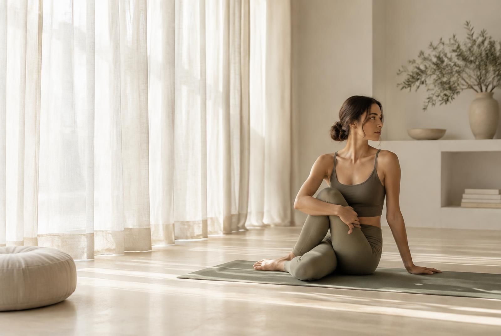 A peaceful yoga practice in natural light