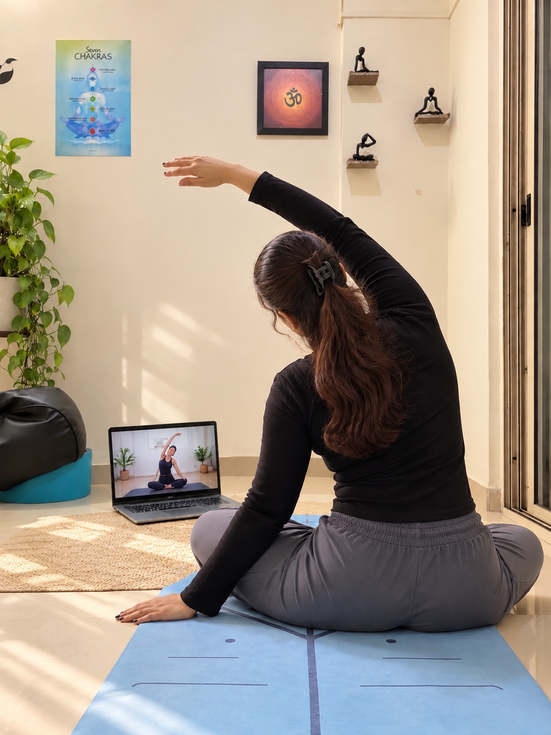 Online yoga practice at home